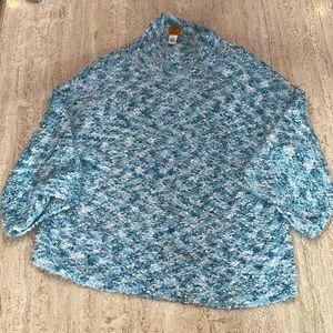 RUBY Rd. Cowlneck Sweater Turquoise super soft (size 1X)